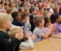 A school in Calgary, Alberta, Canada enjoying the magic of Richard Young the Magician